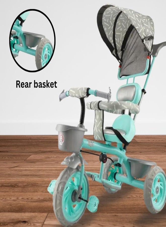 Maanit Kids Tricycle with Canopy, Dual Storage Basket & Parental Handle Control - Toddler Tricycle with Comfort Seat, Ages 1.5-5 Years - Baby Cycle with Easy Steering (Green) - Image 5